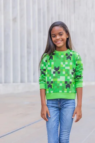Vista 4 de Minecraft Creeper - Sudadera de felpa francesa para niñas pequeñas y grandes