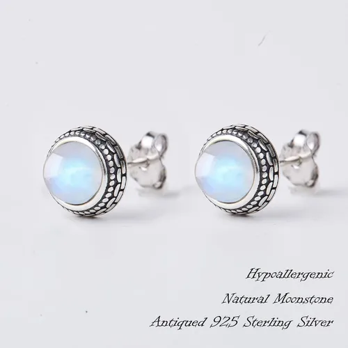 Vista 66 de Aretes de plata de ley con piedra natal de cristal real, joyería para mujer, moda occidental 925, envejecida, bohemia, hecha a mano, el mejor regalo
