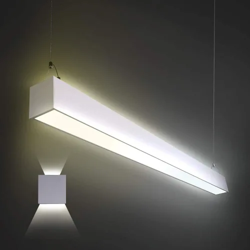 Vista 7 de Euri Lighting EUD4-50W103sw-W, Linkable 4FT Dual CCT Lineal Up/Down Light, 50W, 6500lm, 3000K/4000K/5000K, 120-277V, clasificación húmeda, 0-10V