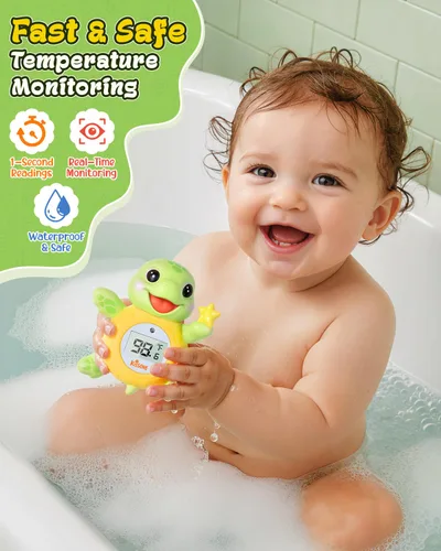 Vista 3 de Termómetro de baño para bebé, monitor digital de temperatura del agua para recién nacidos y niños pequeños, lecturas precisas de temperatura, sin
