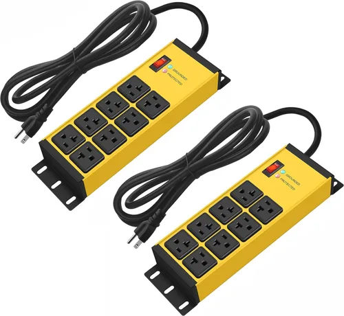 Vista 11 de CCCEI 2 piezas regletas de enchufes de servicio pesado con protector contra sobretensiones de 20 AMP, 8 enchufes calibre 12 para taller garaje