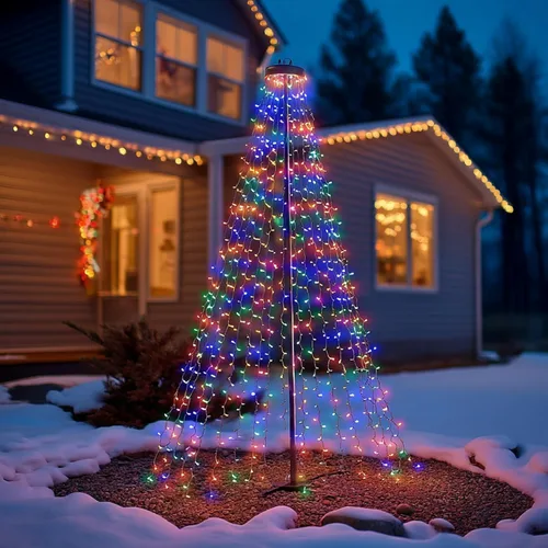 Vista 5 de Dazzle Bright luces inteligentes para árbol de Navidad, 448 luces LED que cambian de color, luces de cascada para la punta del árbol con control