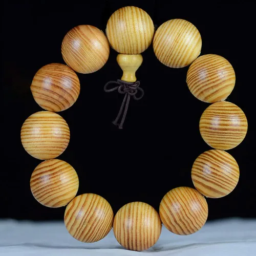 Vista 3 de Pulsera unisex de Thuja, sándalo rojo zambiano, cártamo, oro de madera de sándalo budista, pulsera de oración tibetana, regalo para el día del padre