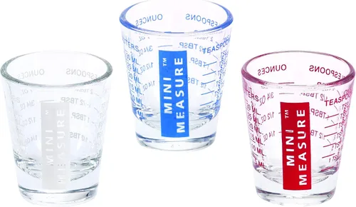Vista 9 de Kolder Mini Medidor de Vidrio Pesado, 20 Medidas Incrementales Multiusos para Líquidos y Secos Vaso Medidor de Chupito, Verde, Juego de 2