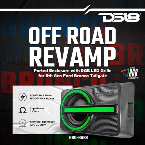Vista 2 de DS18 Ford Bronco - Carcasa para portón trasero con subwoofer de 12 pulgadas, 800 W, RMS, 1600 W, potencia máxima, 2 ohmios, resistente al agua