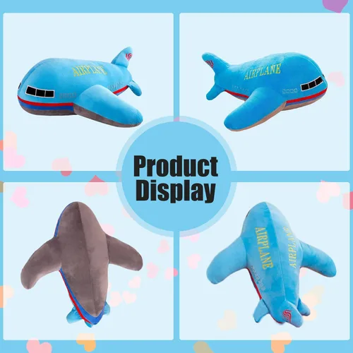 Vista 3 de zhidiloveyou Almohada de peluche azul de avión de 15.7 pulgadas, regalo para niños