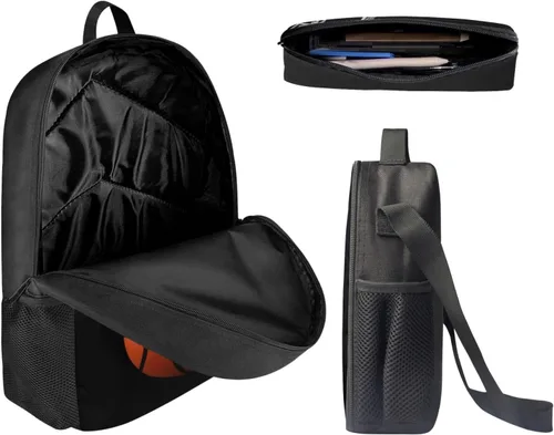 Vista 109 de HUGS IDEA Juego de 3 bolsas escolares con aislamiento térmico para el almuerzo, estuche para lápices