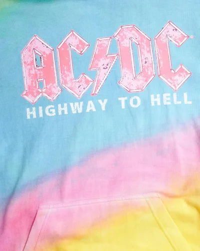 Vista 3 de ACDC Sudadera para mujer, sudadera con capucha vintage de teñido anudado, sudadera retro de concierto Hard Rock para mujer (S-XL)