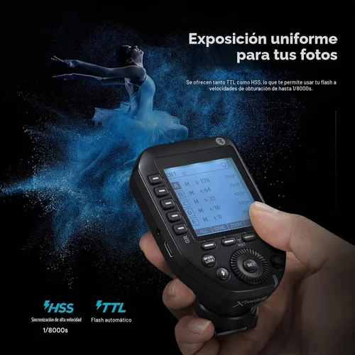 Vista 3 de Godox XProII-C TTL - Disparador de flash inalámbrico compatible con cámaras Canon, transmisor de flash inalámbrico 2.4G HSS 1/8000S, conexión
