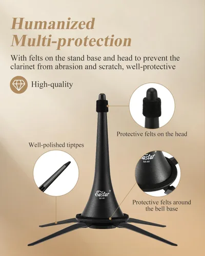 Vista 3 de Eastar EST-003 - Soporte para clarinete desmontable portátil con bolsa de almacenamiento, EST-003