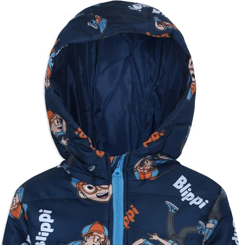 Vista 4 de Blippi Chaqueta acolchada para niños pequeños y pequeños, color azul marino