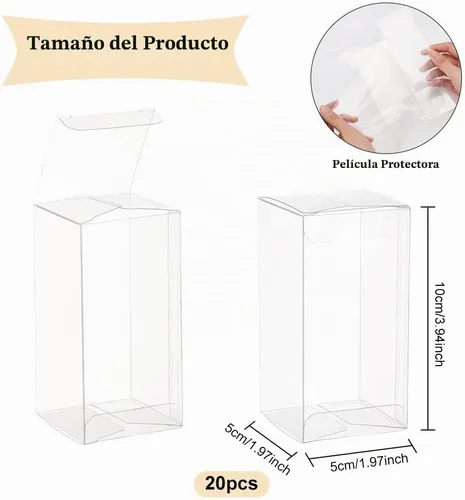 Vista 2 de BENECREAT 20 cajas transparentes de regalo de boda de 4 x 2 x 2 pulgadas, rectángulo de PVC, cajas de regalo transparentes para dulces, chocolate