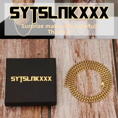 Vista 4 de SytsLNKXXX Collar de cadena cubana Miami para hombres y mujeres, acero inoxidable 316L de 40.236in de ancho, 18"20"22"24" de largo, joyería de hip