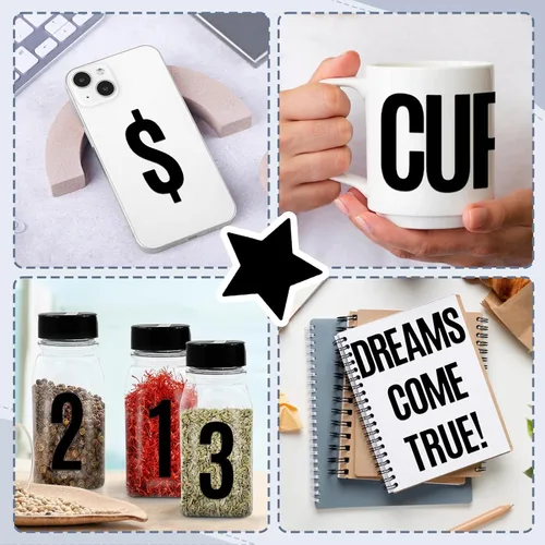 Vista 7 de 24 hojas de calcomanías de letras, 2.5 pulgadas, kit de letras de vinilo autoadhesivas, números negros para buzón, aula, hogar, puerta, ventana