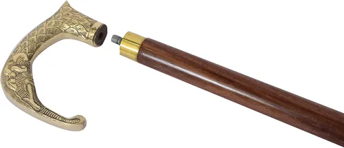 Vista 3 de Latón grande Elaphant Nautical Cane Handle Big Elephant Latón Curvo Manija curvada, regalo asequible