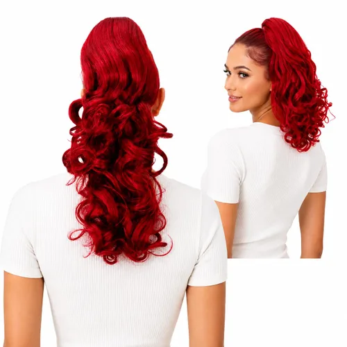 Vista 15 de PRETTYSHOP 16 o 20 pulgadas clip para el pelo en extensión cola de caballo 2 en 1 rizada resistente al calor