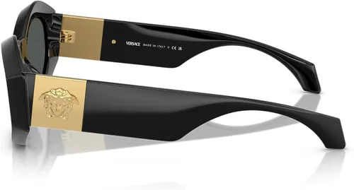 Vista 2 de Versace Gafas de sol para mujer, montura negra, lentes gris oscuro, 2.126 in