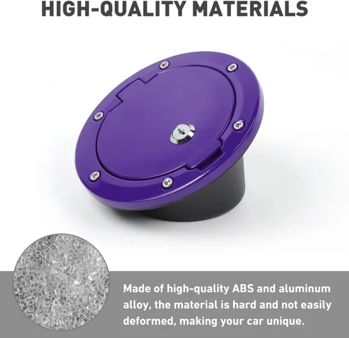 Vista 7 de Tapa de gasolina para Jeep Wrangler JK con cerradura, compatible con Jeep Wrangler JK JKU 2/4 puertas 2007-2018 (1 unidad, morado con cerradura)