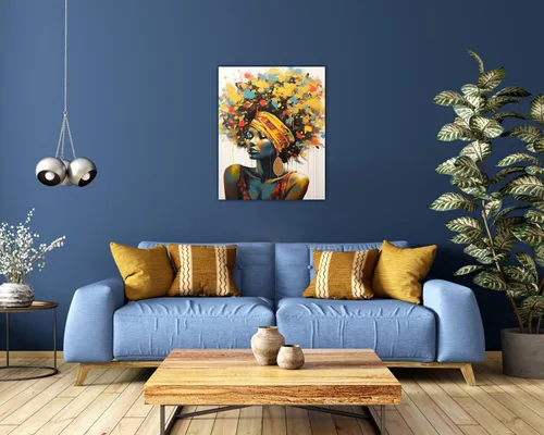 Vista 258 de Arte de pared afroamericano, decoración de rey y reina bailarín negro para sala de estar, arte de pareja de amor negro para dormitorio, lienzo