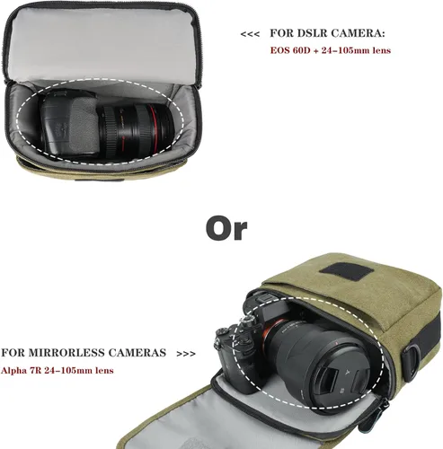 Vista 2 de Besnfoto Bolsa de cámara pequeña sin espejo, bolsa de hombro para cámara impermeable, bonita bolsa de mensajero compacta para mujeres y hombres