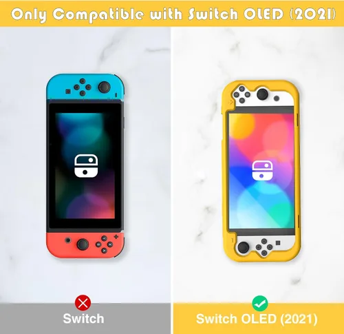 Vista 8 de KENOBEE Funda de silicona para Nintendo Switch OLED modelo 2021, suave y ligera, con agarre ergonómico, con absorción de golpes y diseño