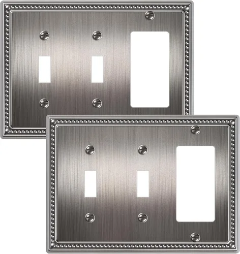 Vista 91 de Paquete de 2 cubiertas de placa de interruptor de luz de doble palanca, cubiertas decorativas de placa de doble interruptor Pearls, placa de pared