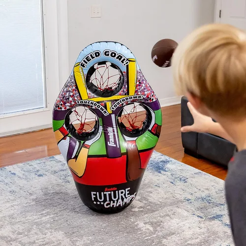 Vista 13 de Franklin Sports Juego de lanzamiento de objetivos de fútbol para niños, juguete inflable de tiro con mini pelotas de fútbol suaves - Divertido juego