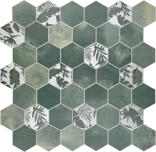 Vista 11 de The Tiles Plaza 10 Hojas de Azulejos Despegar y Pegar para Salpicadero, Aspecto de Mármol Compuesto de Piedra Hexagonal de Cemento Azul Autoadhesivo