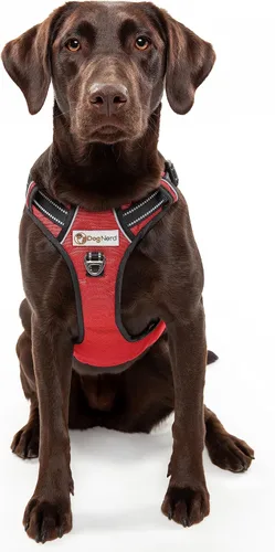 Vista 10 de Chaleco/arnés de cobertura completa ajustable de alta calidad para perros grandes (50-90 libras), clips de metal, mango acolchado, 2 clips