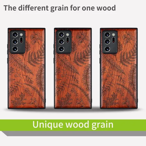 Vista 7 de Carveit Funda de madera para Galaxy Note20 Ultra [madera natural y TPU suave] Funda protectora de madera única y elegante compatible con Samsung