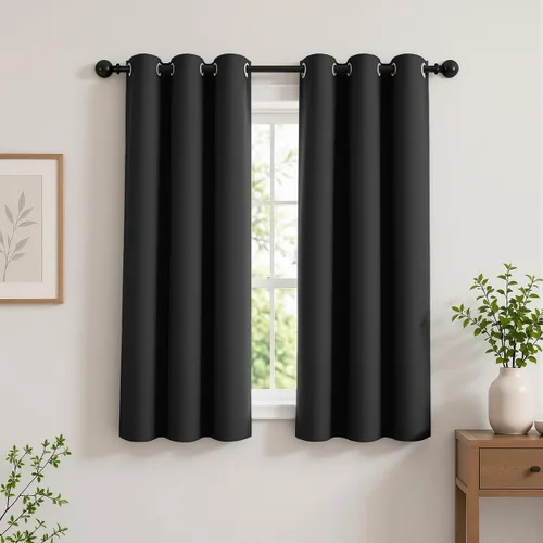 Vista 86 de Cortinas de oscurecimiento de habitación de 45 pulgadas de largo para dormitorio y sala de estar, cortinas térmicas aislantes con ojales
