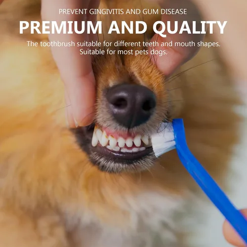 Vista 8 de Kisangel Cepillo de dientes de perro PET de doble extremo suave eliminación
