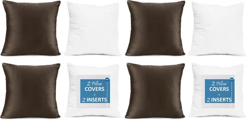 Vista 70 de Nestl Juego de 2 rellenos de almohada con terciopelo suave y sólido, juego de fundas de almohada cuadradas decorativas para sofá, automóvil Azul