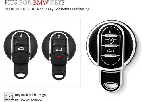 Vista 2 de OFFCURVE Funda para llavero BMW Mini, compatible con BMW Mini Cooper S D SD F56 F55 F54 F57 F60 R55 R55 R56 R57 R58 R59 R60 S Roadster Smart Key Fob