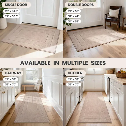 Vista 9 de PURRUGS Tapete para puerta que atrapa la suciedad, 20 x 31.5 pulgadas, antideslizante, lavable a máquina, tapete de entrada para perro, tapete
