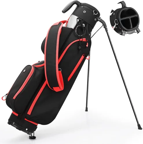 Vista 8 de Par 3 Bolsa de soporte de golf con divisor de 3 vías y cifrado 900D Negro