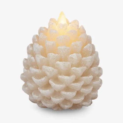 Vista 11 de Luminara Pinecone - Velas sin llama, con acabado marrón tiza, figuras de piña, velas LED de cera real sin perfume, funcionan