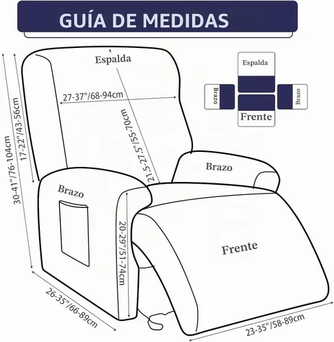 Vista 5 de Iauddy - Funda elástica para sillón reclinable de 4 piezas, protector de muebles suave y ajustado para sillón reclinable con bolsillo, funda