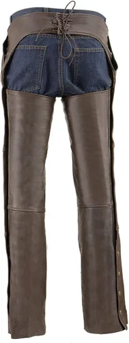 Vista 3 de Milwaukee Leather ML1191RT - Perneras de piel para hombre, estilo retro, color marrón, con 4 bolsillos, forro térmico premium para motocicleta