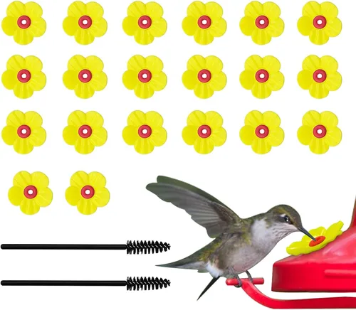 Vista 8 de 20 piezas de repuesto para comedero de colibríes con cepillo de limpieza, piezas de repuesto para alimentador de flores (morado)