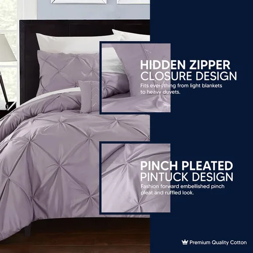 Vista 3 de Chic Home Daya - Juego funda de edredón para cama tamaño king, color beige de 4 piezas