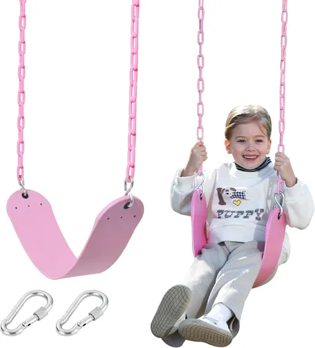 Vista 12 de Heavy Duty Swing Seat Chain Plastic Coated Swing Set Accesorios (negro)