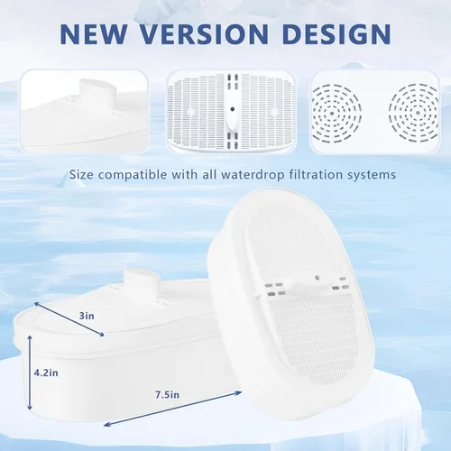 Vista 2 de Paquete de 3 filtros de repuesto para sistema de filtración de jarra Water-drop, filtro de agua compatible con WD-PF-01A Plus, reduce PFOA/PFOS