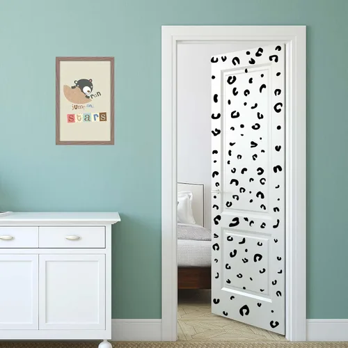 Vista 3 de Adhesivo decorativo de pared de leopardo, 2 calcomanías con estampado de leopardo, calcomanías autoadhesivas de leopardo para paredes, despegar