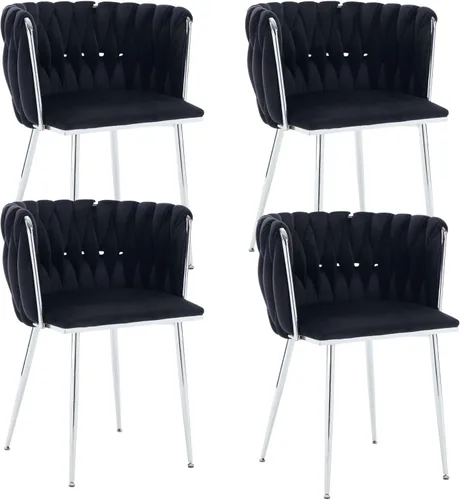 Vista 19 de Juego de 2 sillas de comedor de terciopelo, sillas tapizadas tejidas para sala de estar, sillas modernas de cocina y comedor, sillas decorativas