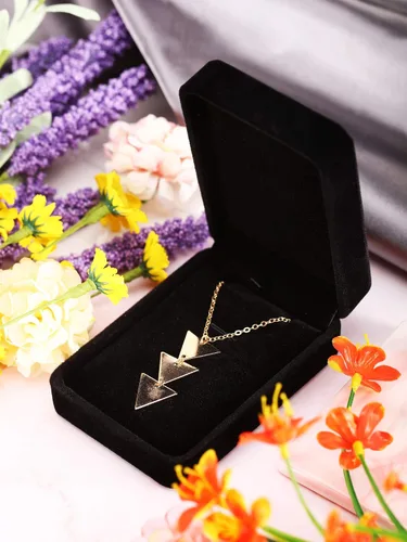 Vista 6 de Caja de regalo con colgante de terciopelo para collar de joyería clásica negra para Navidad, Acción de Gracias, boda, cumpleaños, caja de exhibición