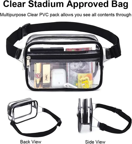 Vista 2 de Monederos transparentes para mujer, para estadio, riñonera transparente, bolsa para estadio, bolsa transparente aprobada para estadios, bolsas