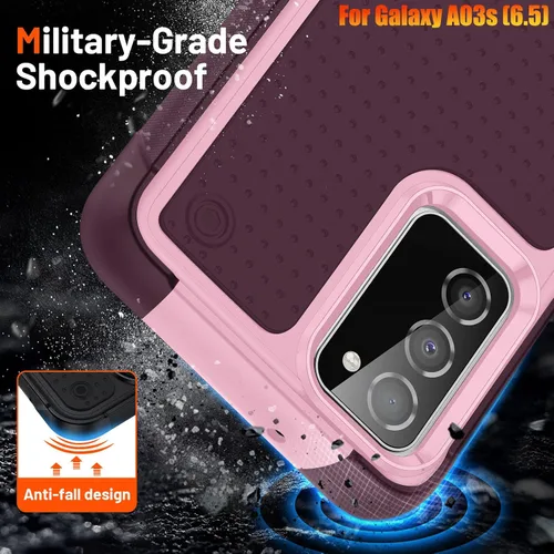 Vista 3 de Funda resistente para Samsung Galaxy A03s/A02S de 6.5 pulgadas, 4 esquinas con bolsas de aire [protección contra caídas de 12 pies], agarre