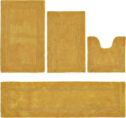 Vista 238 de Better Trends - Juego de 2 alfombras de baño 100% algodón, extra suaves, con borlas, de 17" x 24", alfombra de baño superabsorbente y reversible