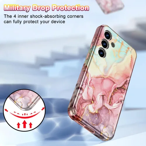 Vista 5 de Btscase para Samsung Galaxy S25, [Probado contra caídas de grado militar] Funda protectora de diseño de patrón de mármol, resistente, delgada